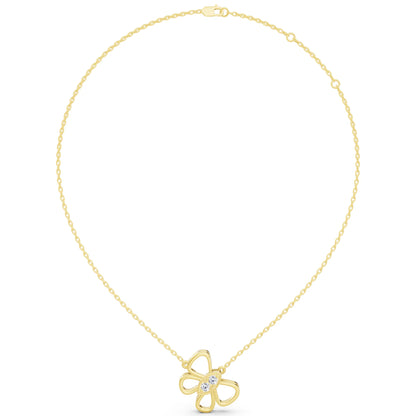 Yellow Gold Floral Bow Lab Grown Diamond Pendant, view 6