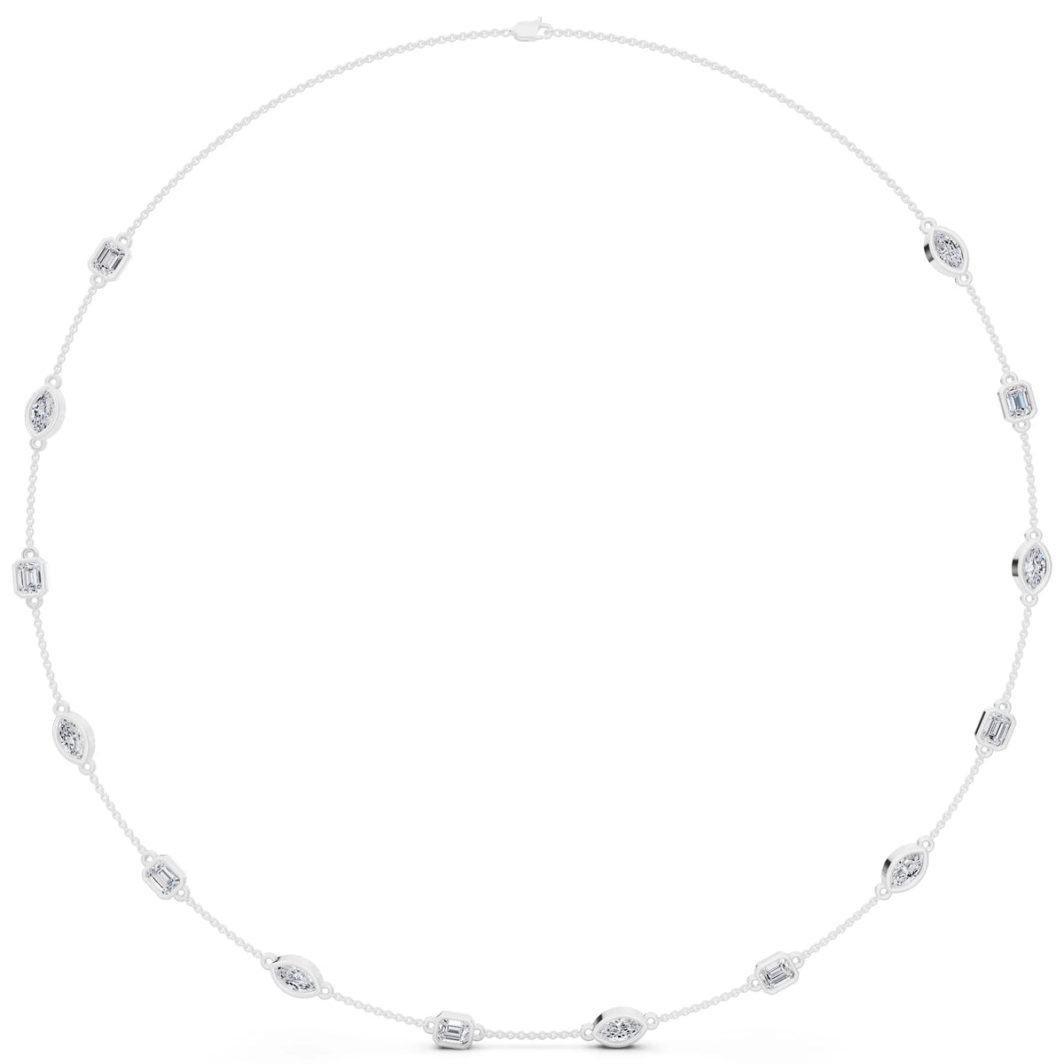 Emerald Marquise Alternating Lab Grown Diamond Necklace