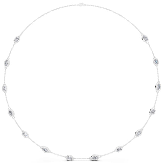 Emerald Marquise Alternating Lab Grown Diamond Necklace