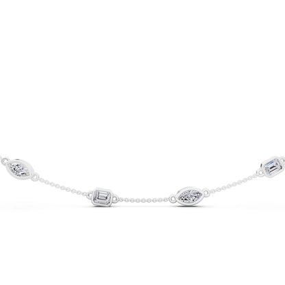 Emerald Marquise Alternating Lab Grown Diamond Necklace, view 4