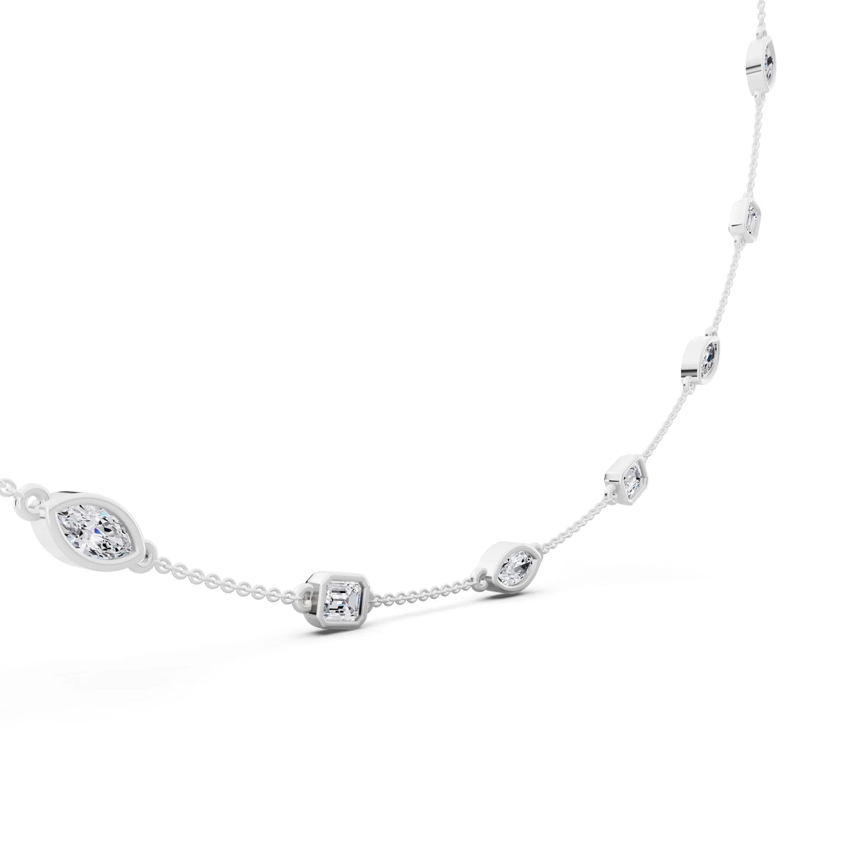 Emerald Marquise Alternating Lab Grown Diamond Necklace, view 5
