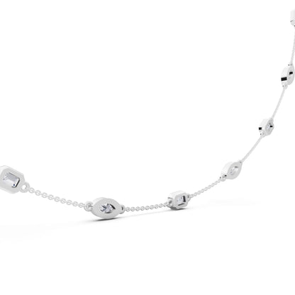 Emerald Marquise Alternating Lab Grown Diamond Necklace, view 6