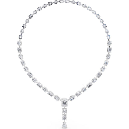 Emerald Oval Round Station Multi- Lab Grown Diamond Necklace