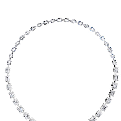 Emerald Oval Round Station Multi- Lab Grown Diamond Necklace, view 5
