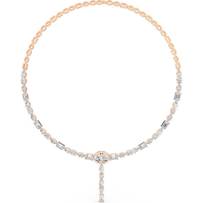 Rose Gold Round Oval Emerald Drop Lab Grown Diamond Pendant Necklace