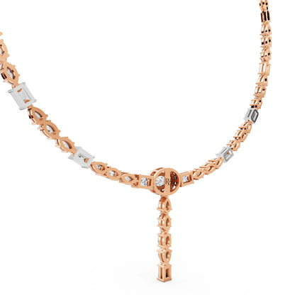 Rose Gold Round Oval Emerald Drop Lab Grown Diamond Pendant Necklace, view 6