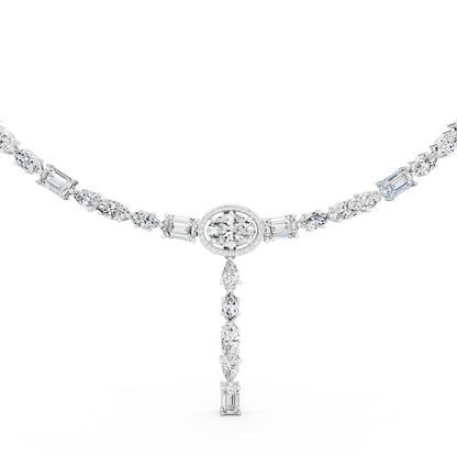 Round Oval Emerald Drop Lab Grown Diamond Pendant Necklace, view 4