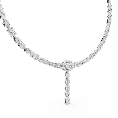 Round Oval Emerald Drop Lab Grown Diamond Pendant Necklace, view 5