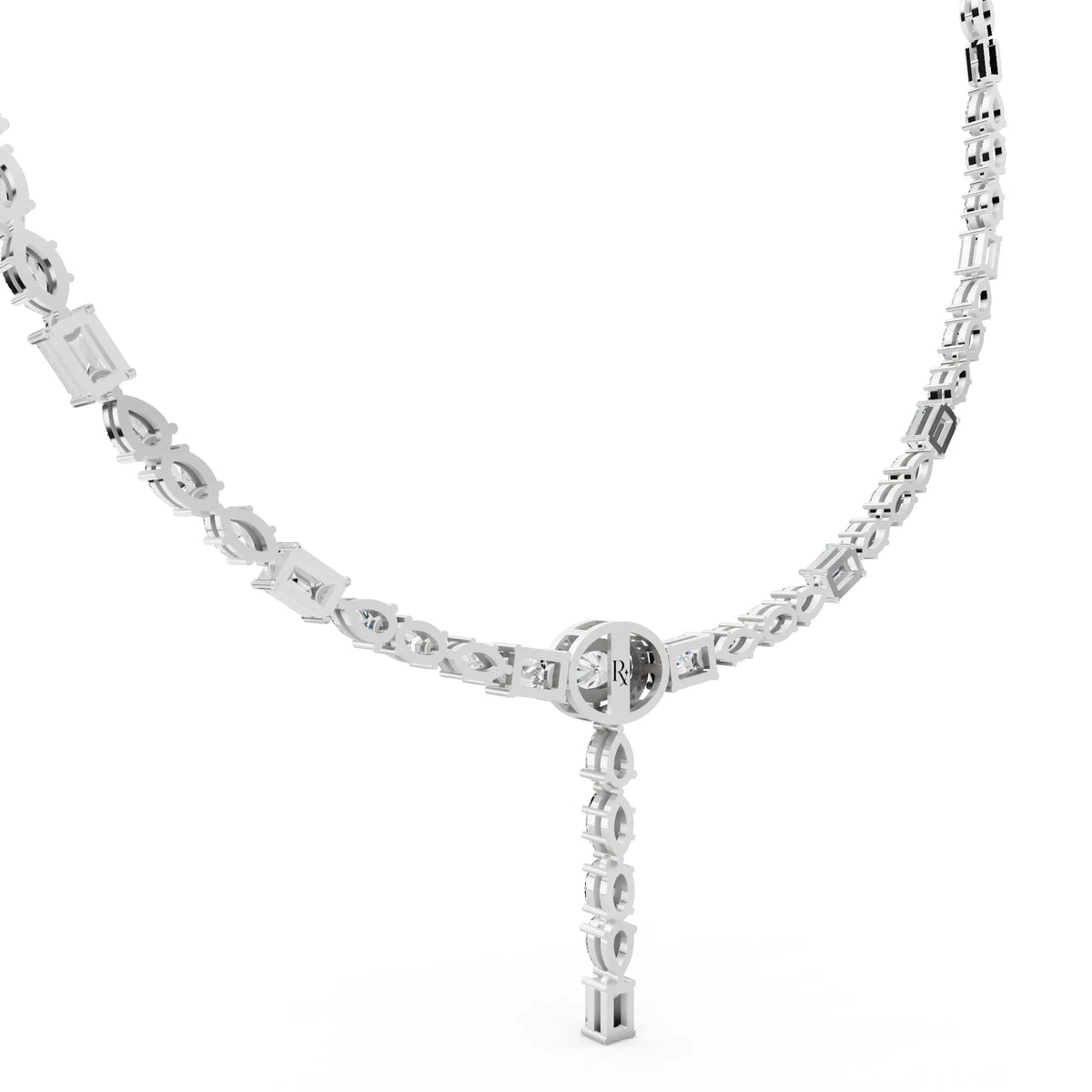 Round Oval Emerald Drop Lab Grown Diamond Pendant Necklace, view 6