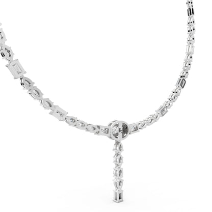 Round Oval Emerald Drop Lab Grown Diamond Pendant Necklace, view 6