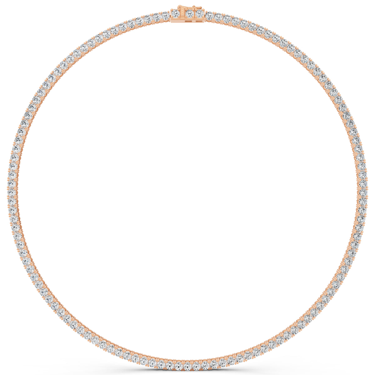 Rose Gold Round Line Lab Grown Diamond Tennis Chain Necklace