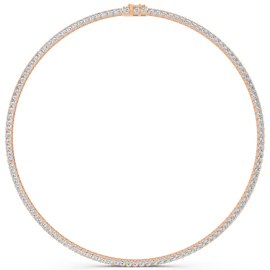 Rose Gold Round Line Lab Grown Diamond Tennis Chain Necklace