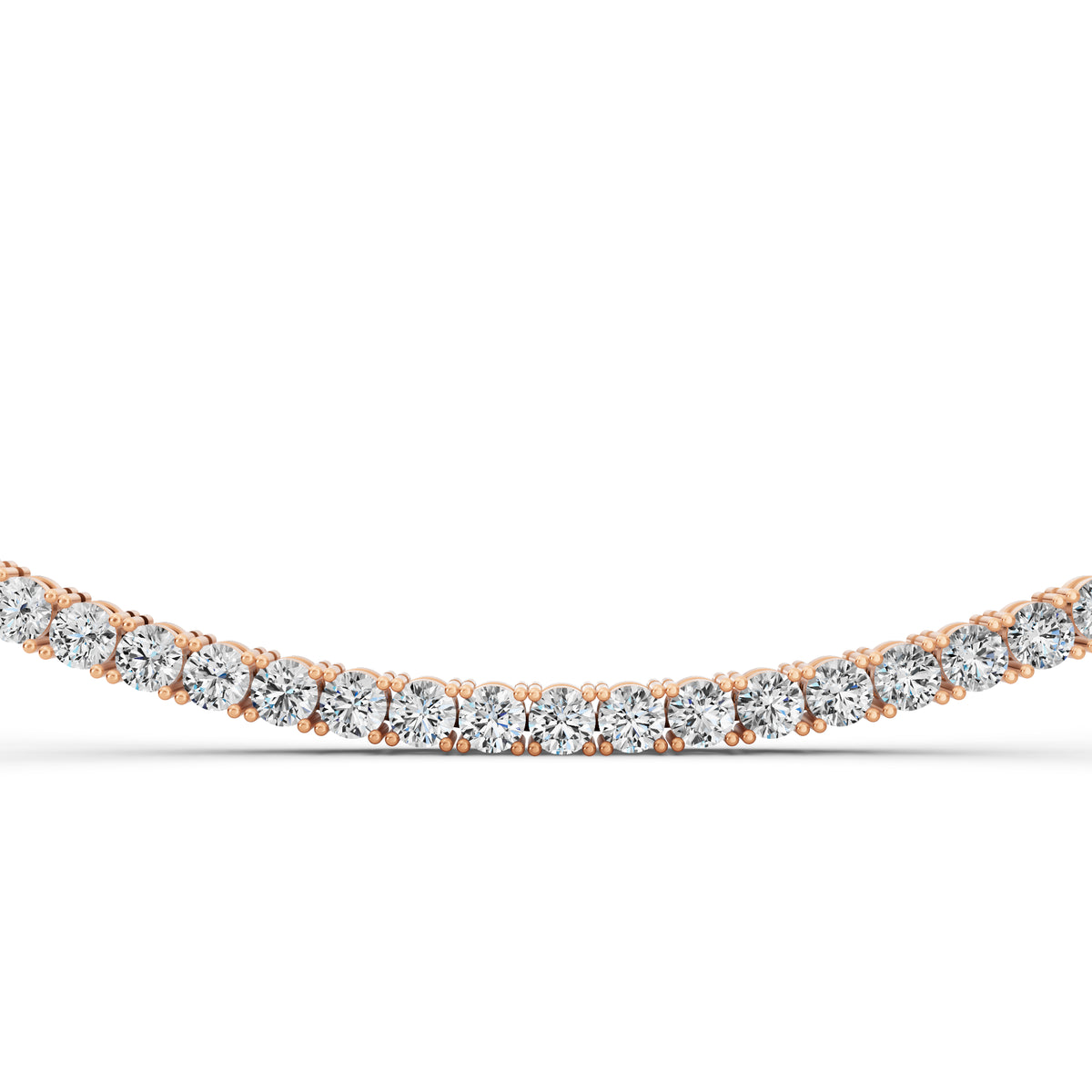 Rose Gold Round Line Lab Grown Diamond Tennis Chain Necklace, view 4