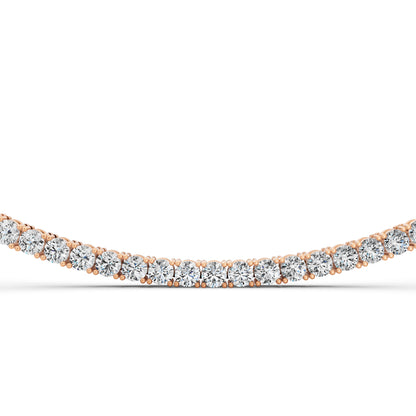 Rose Gold Round Line Lab Grown Diamond Tennis Chain Necklace, view 4