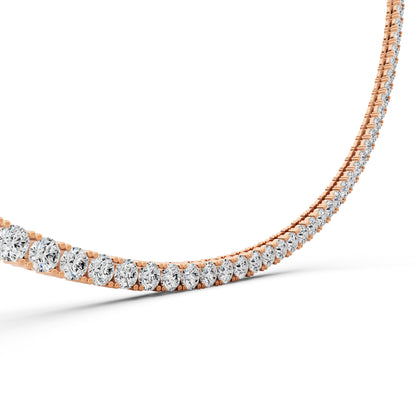 Rose Gold Round Line Lab Grown Diamond Tennis Chain Necklace, view 5