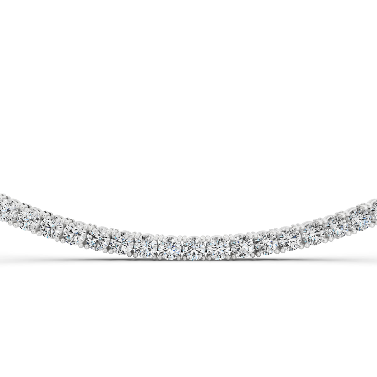 Round Line Lab Grown Diamond Tennis Chain Necklace, view 4