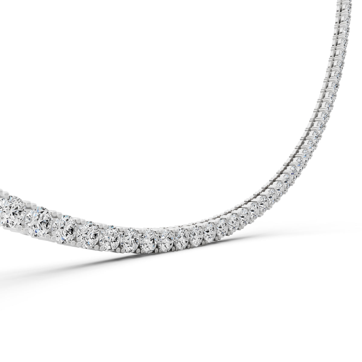 Round Line Lab Grown Diamond Tennis Chain Necklace, view 5