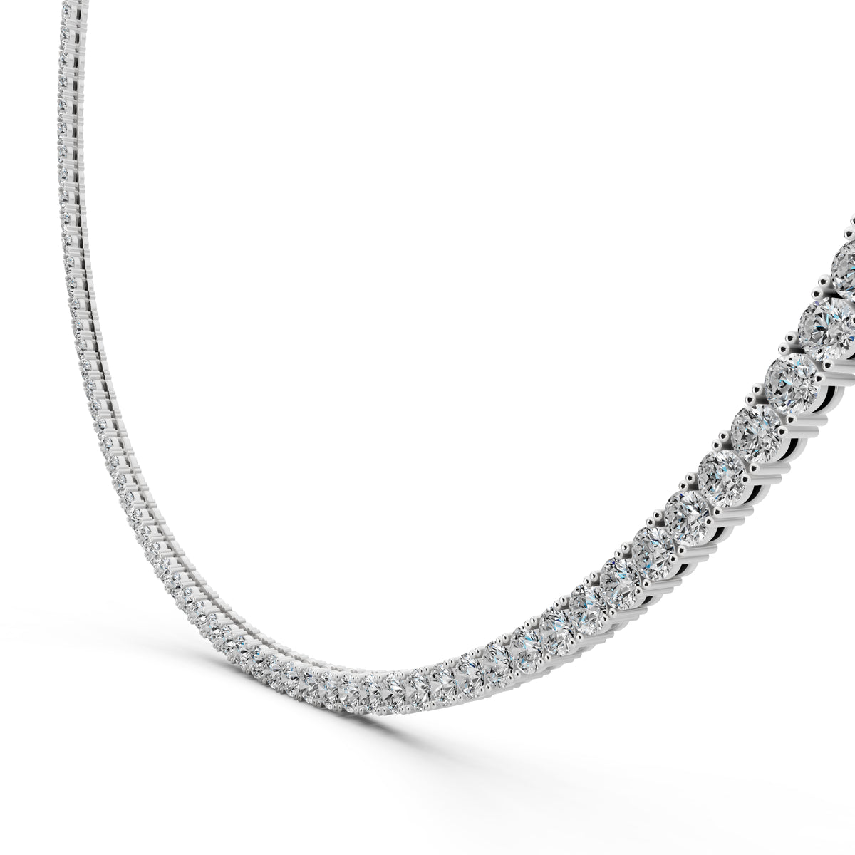 Round Line Lab Grown Diamond Tennis Chain Necklace, view 6