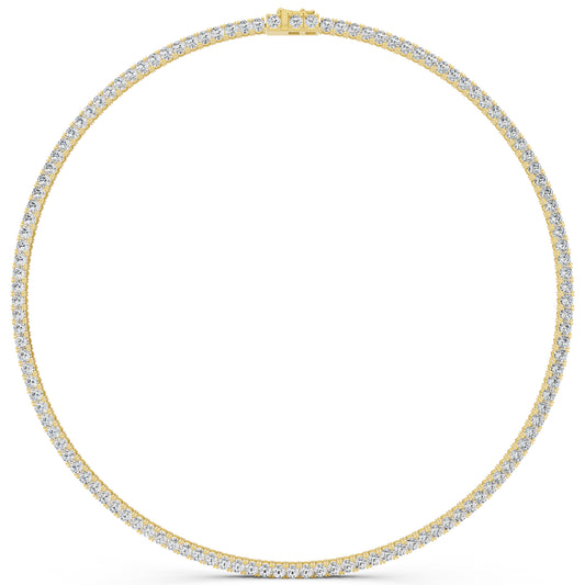 Yellow Gold Round Line Lab Grown Diamond Tennis Chain Necklace