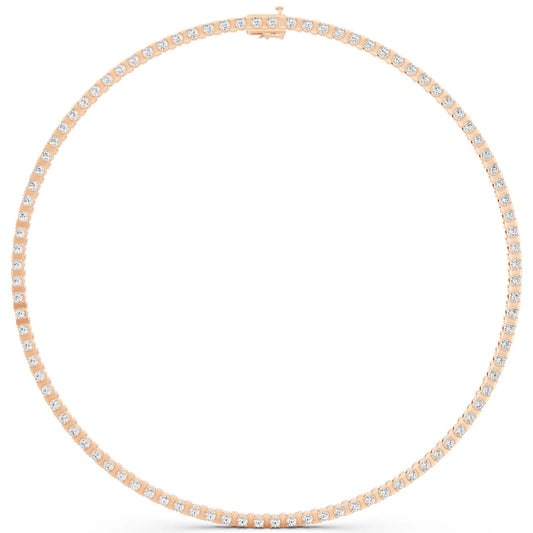 Rose Gold Round Line Lab Grown Diamond Tennis Chain Necklace