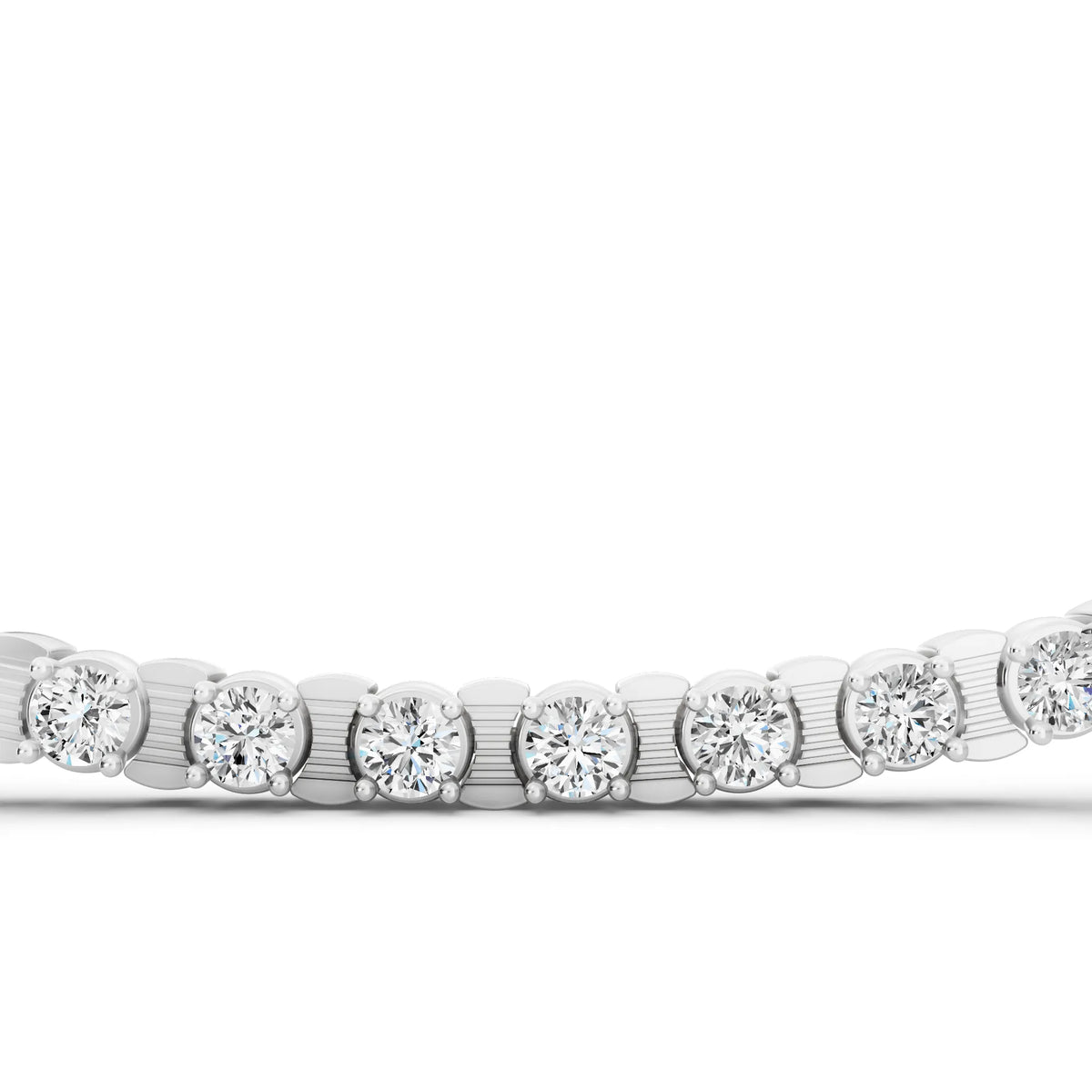 Round Line Lab Grown Diamond Tennis Chain Necklace, view 4