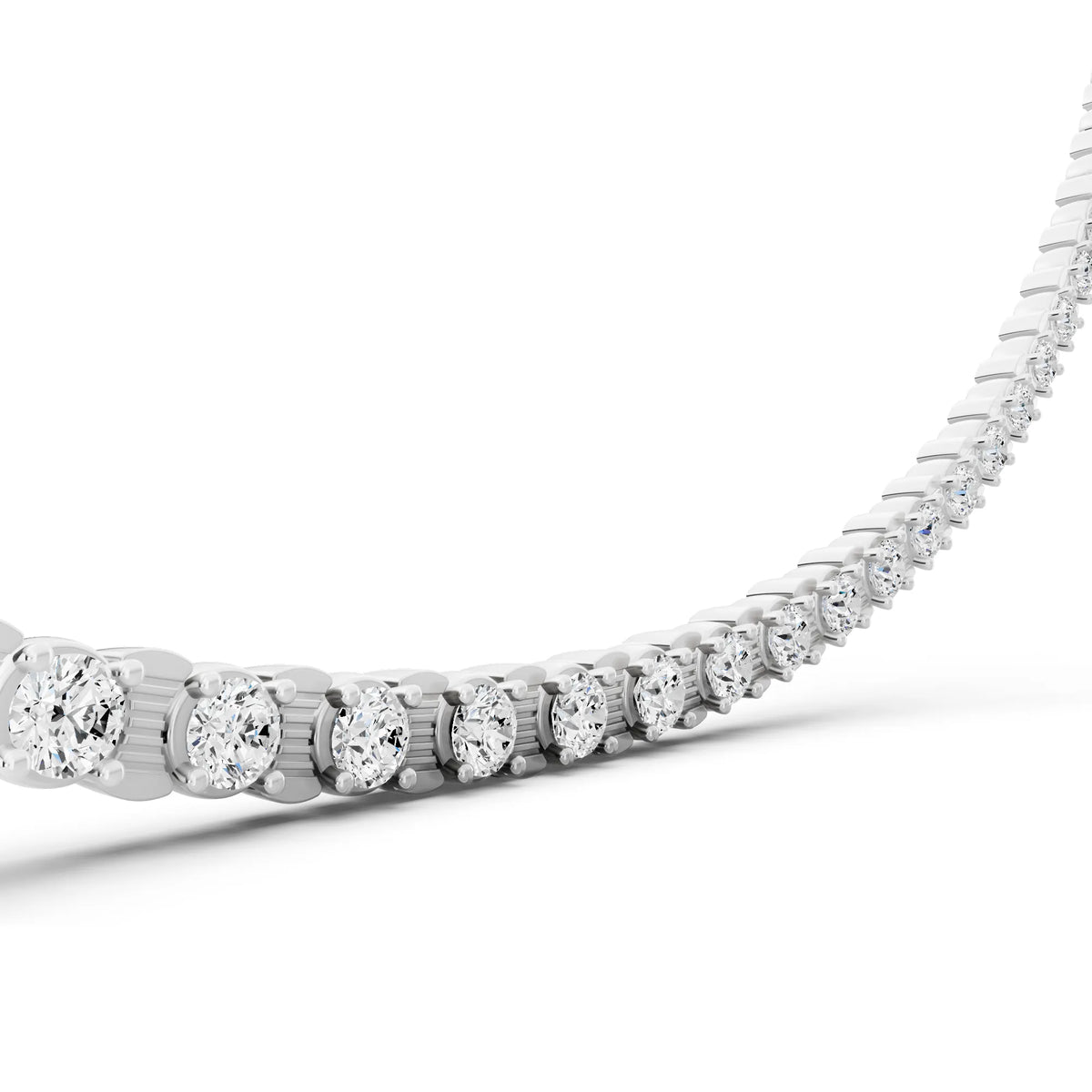 Round Line Lab Grown Diamond Tennis Chain Necklace, view 5