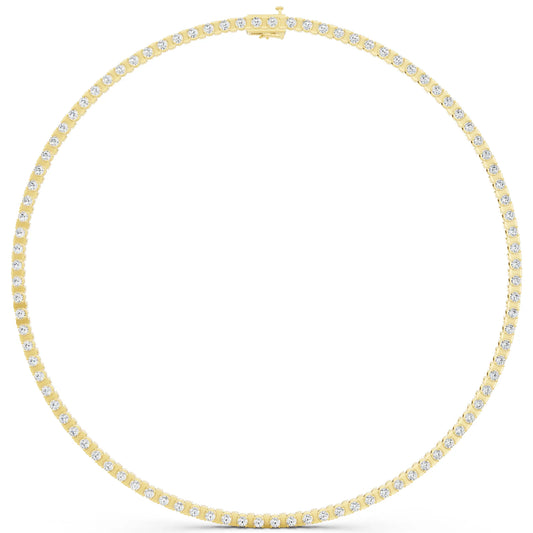 Yellow Gold Round Line Lab Grown Diamond Tennis Chain Necklace