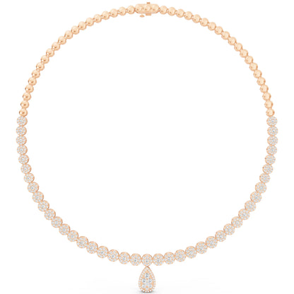Rose Gold Round Teardrop Lab Grown Diamond Pendant Necklace
