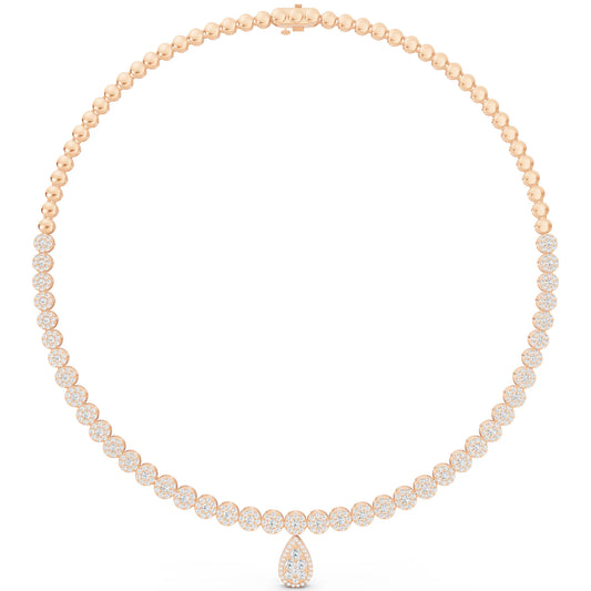 Rose Gold Round Teardrop Lab Grown Diamond Pendant Necklace