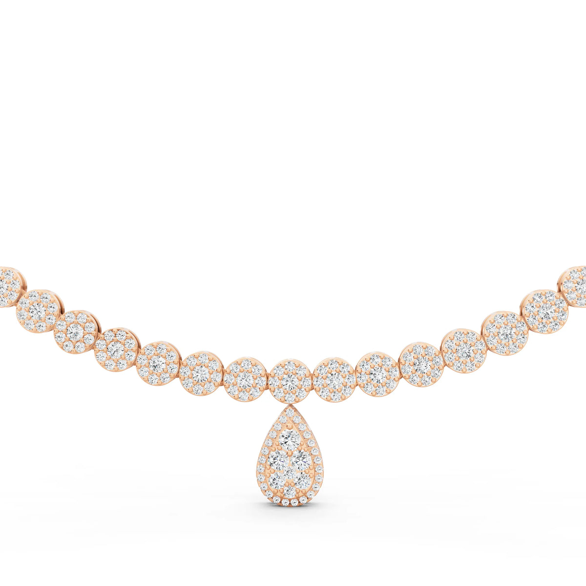 Rose Gold Round Teardrop Lab Grown Diamond Pendant Necklace, view 4