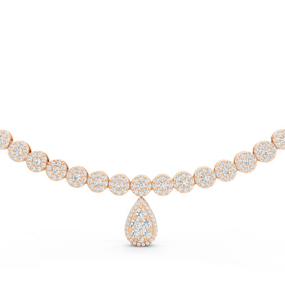 Rose Gold Round Teardrop Lab Grown Diamond Pendant Necklace, view 4