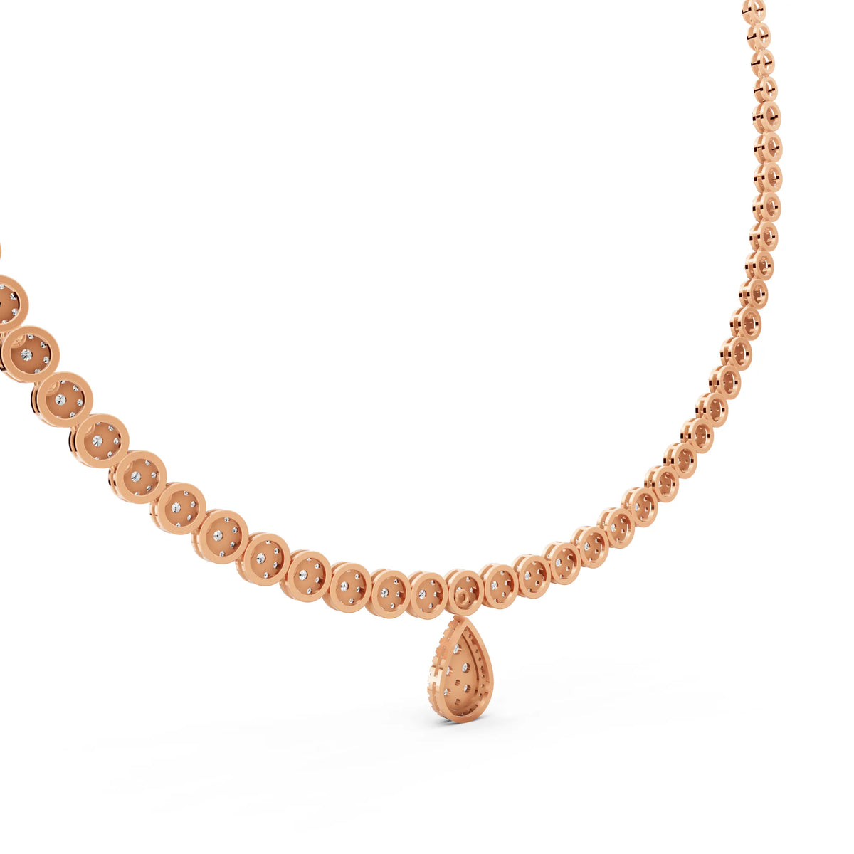 Rose Gold Round Teardrop Lab Grown Diamond Pendant Necklace, view 6