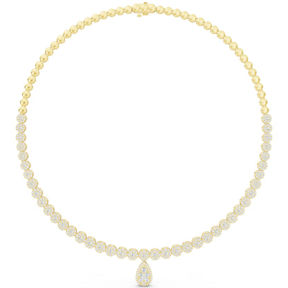 Yellow Gold Round Teardrop Lab Grown Diamond Pendant Necklace