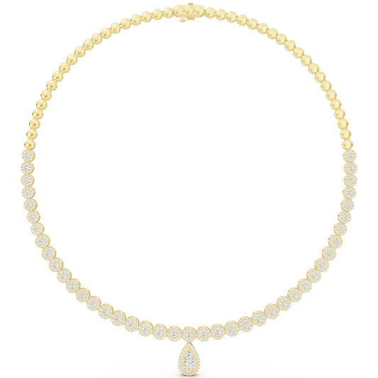 Yellow Gold Round Teardrop Lab Grown Diamond Pendant Necklace