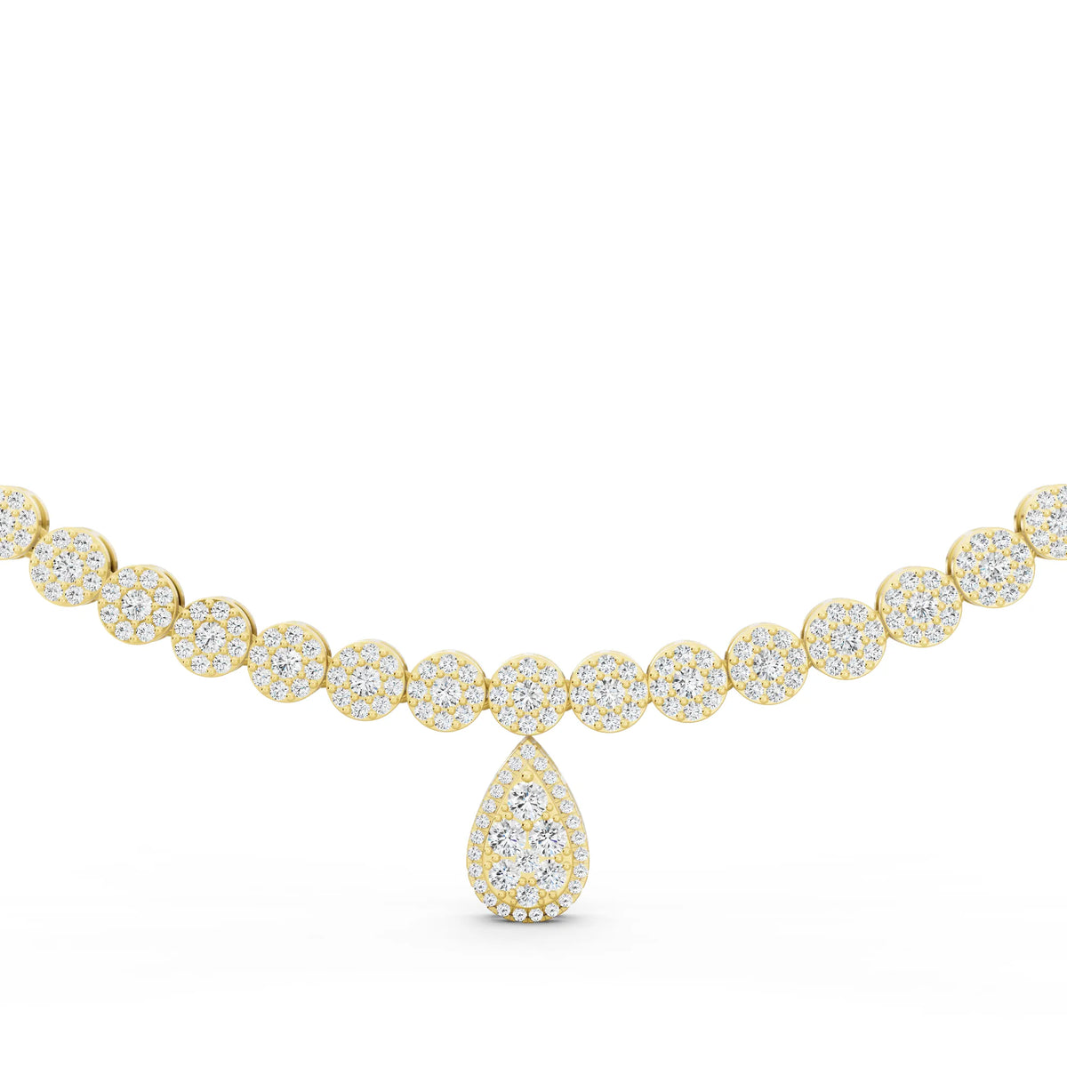 Yellow Gold Round Teardrop Lab Grown Diamond Pendant Necklace, view 4