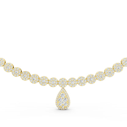 Yellow Gold Round Teardrop Lab Grown Diamond Pendant Necklace, view 4