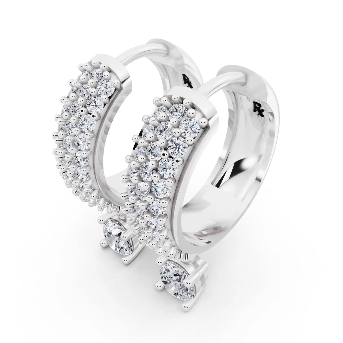 Round Lab Grown Diamond Pave Hoop Earrings with Charm Drop, campaign image