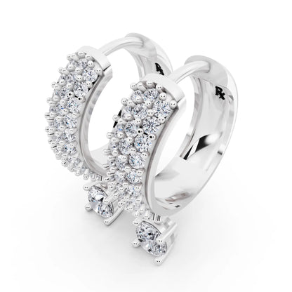 Round Lab Grown Diamond Pave Hoop Earrings with Charm Drop, campaign image