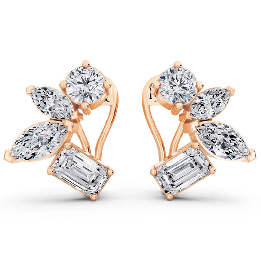 Rose Gold Lab Grown Diamond Multi-Stone Earrings, front view