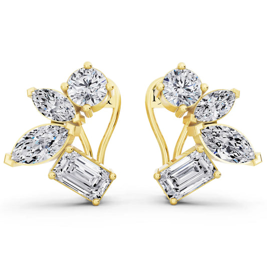 Yellow Gold Lab Grown Diamond Multi-Stone Earrings, front view