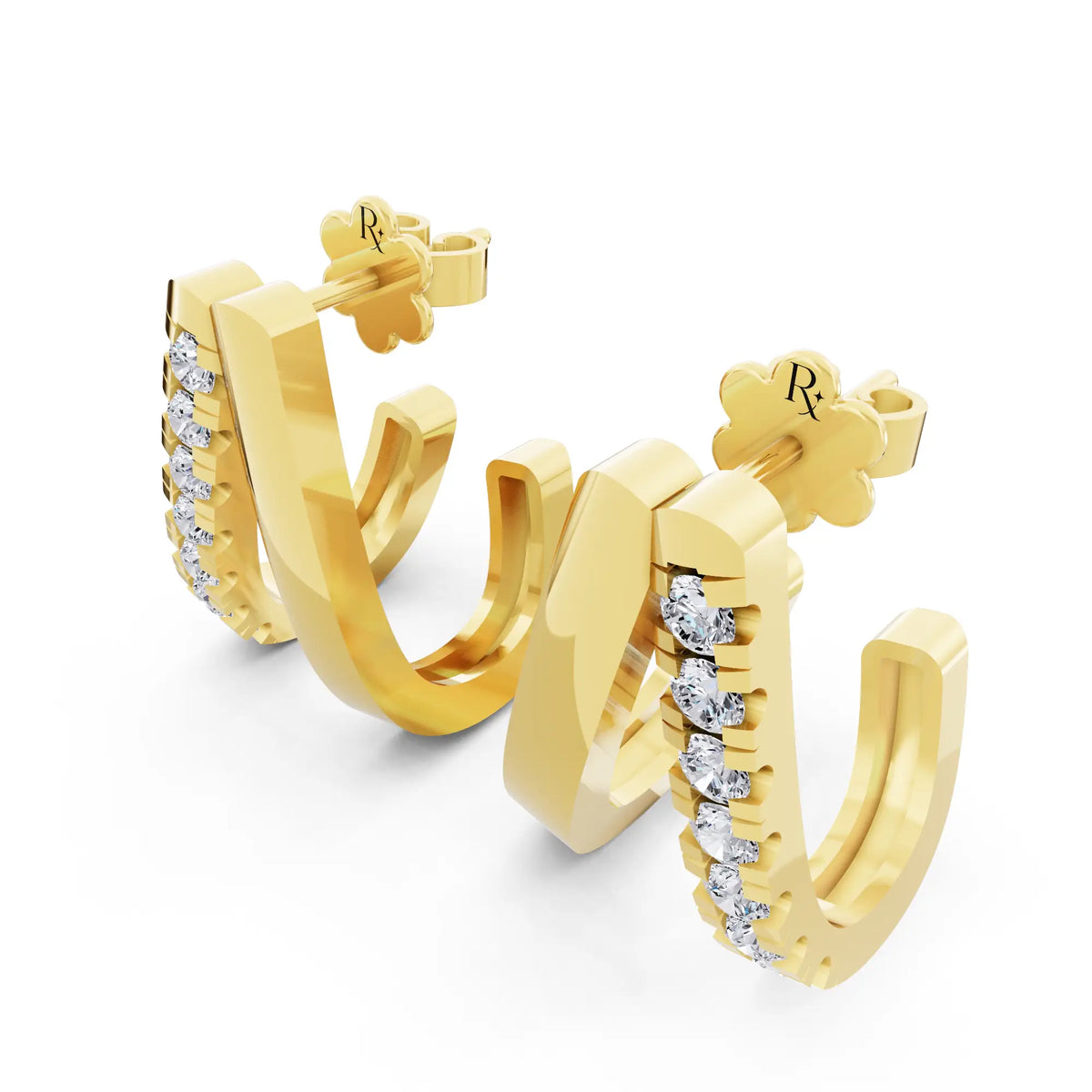 Yellow Gold Cascading Round Lab Grown Diamond Drop Earrings 2.90mm, campaign image