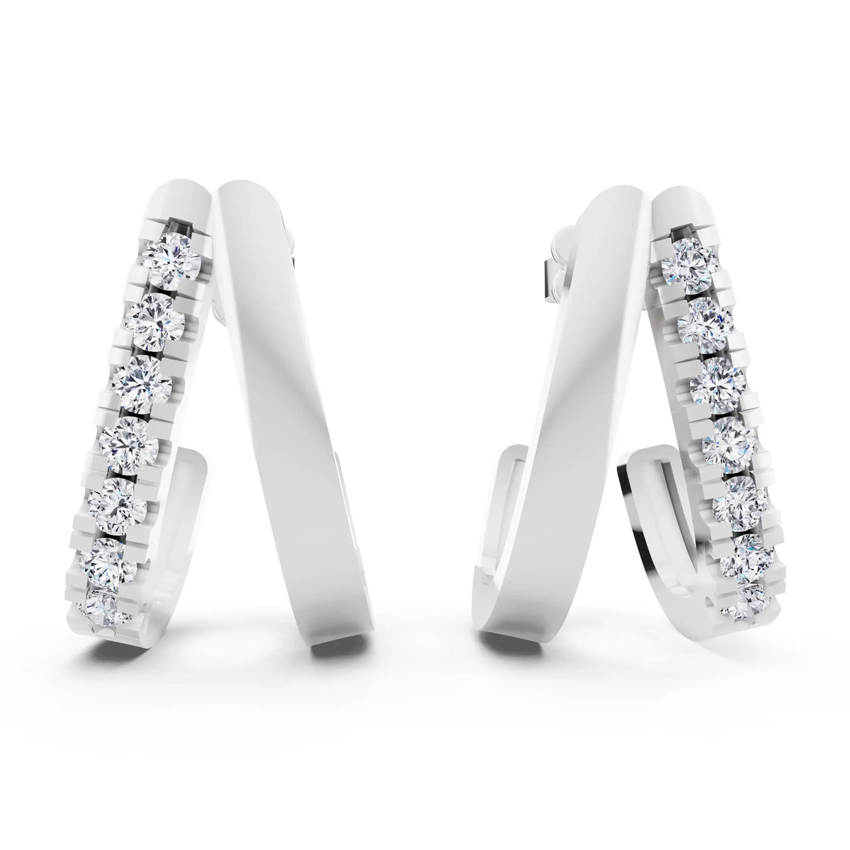Cascading Round Lab Grown Diamond Drop Earrings 2.90mm, front view