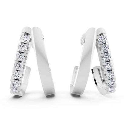 Cascading Round Lab Grown Diamond Drop Earrings 2.90mm, front view