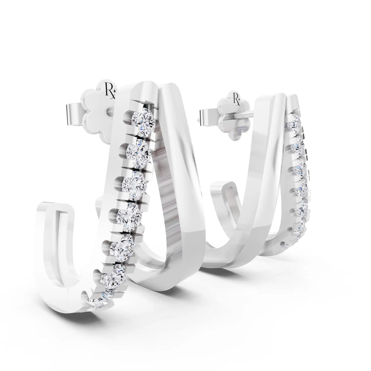 Cascading Round Lab Grown Diamond Drop Earrings 2.90mm, top view