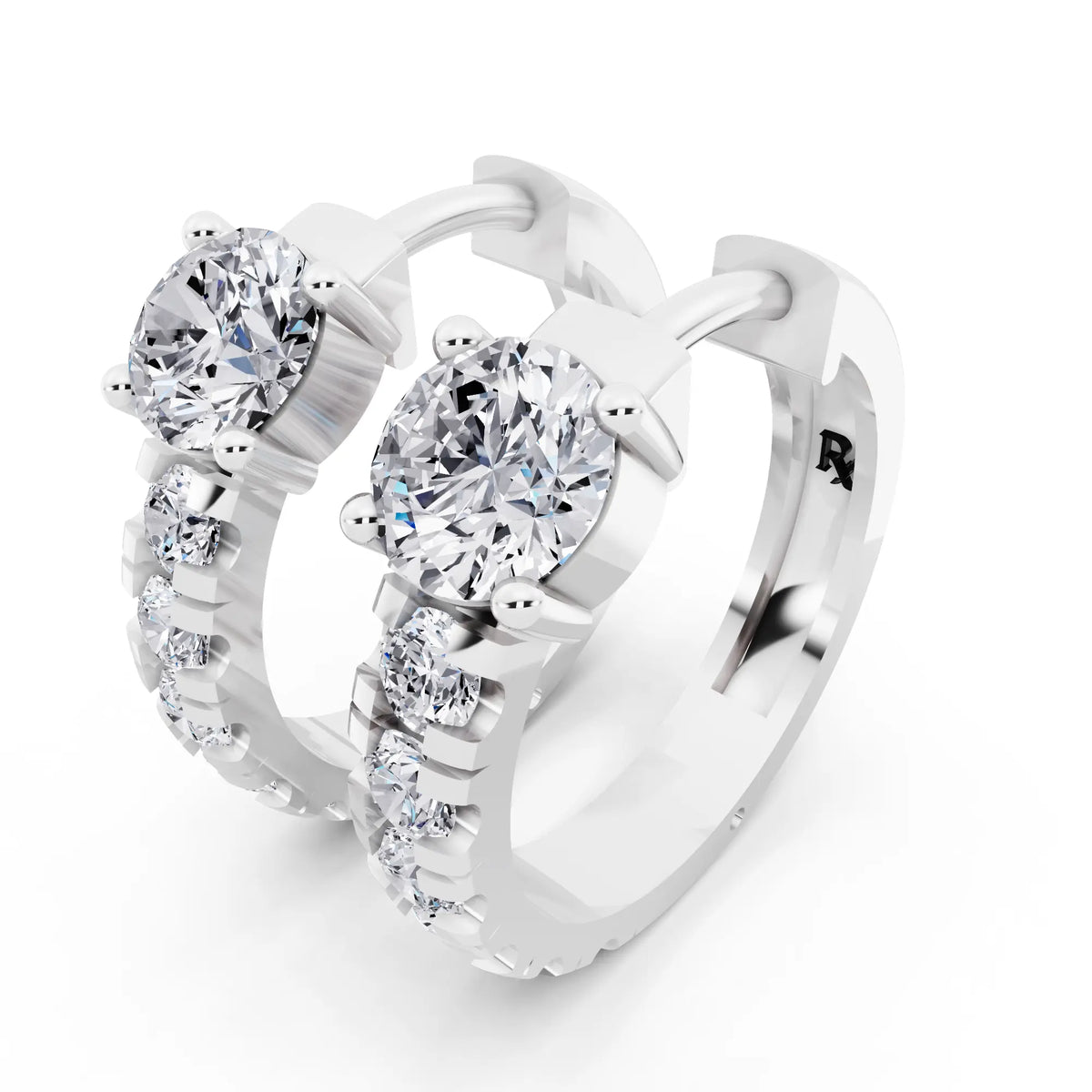 Round Lab Grown Diamond Charm Hoop Earrings, campaign image