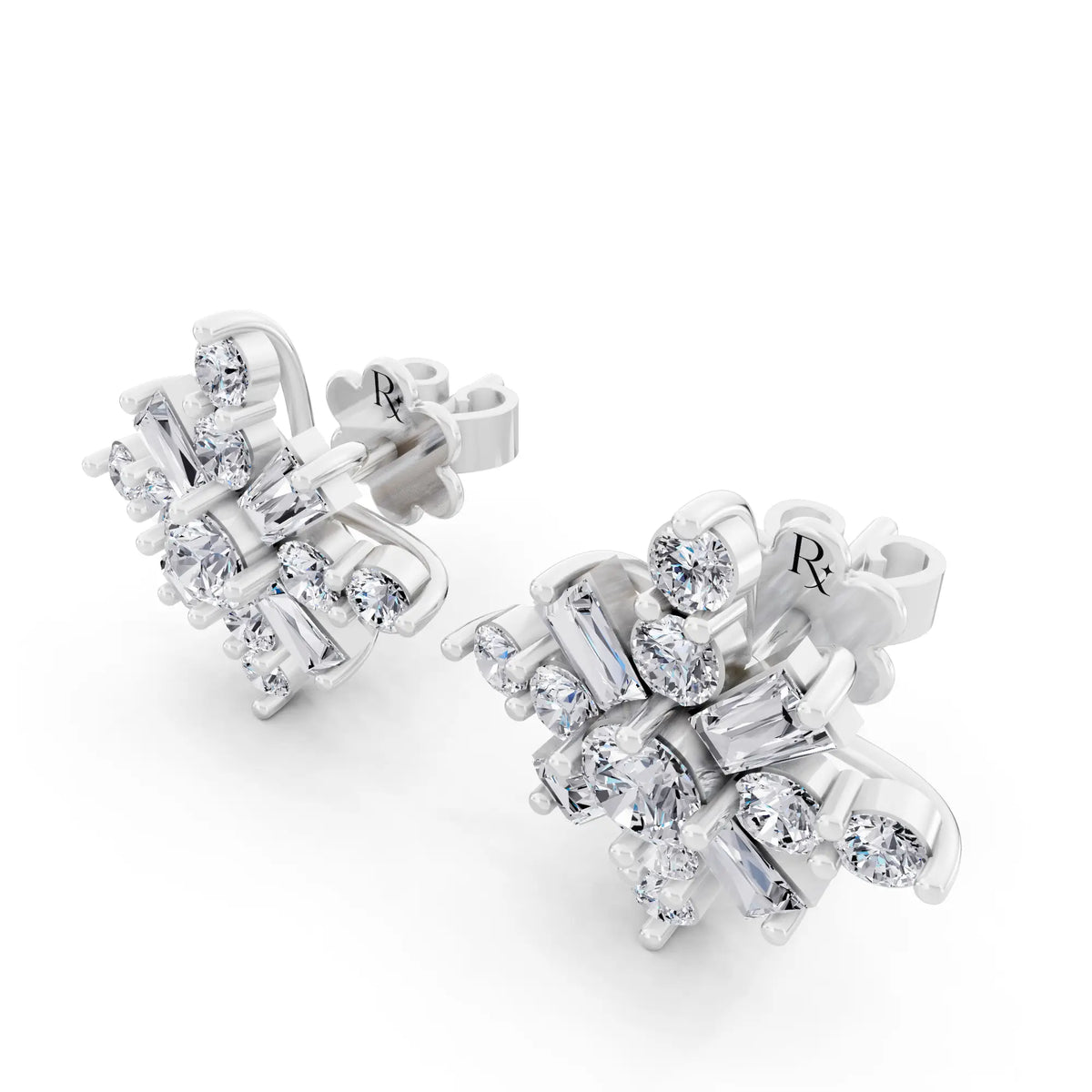 Lab Grown Diamond Cross Cluster Earrings, campaign image