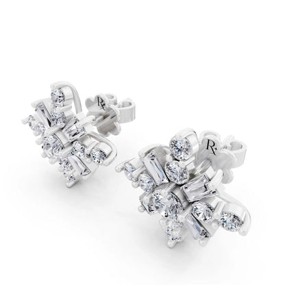 Lab Grown Diamond Cross Cluster Earrings, campaign image