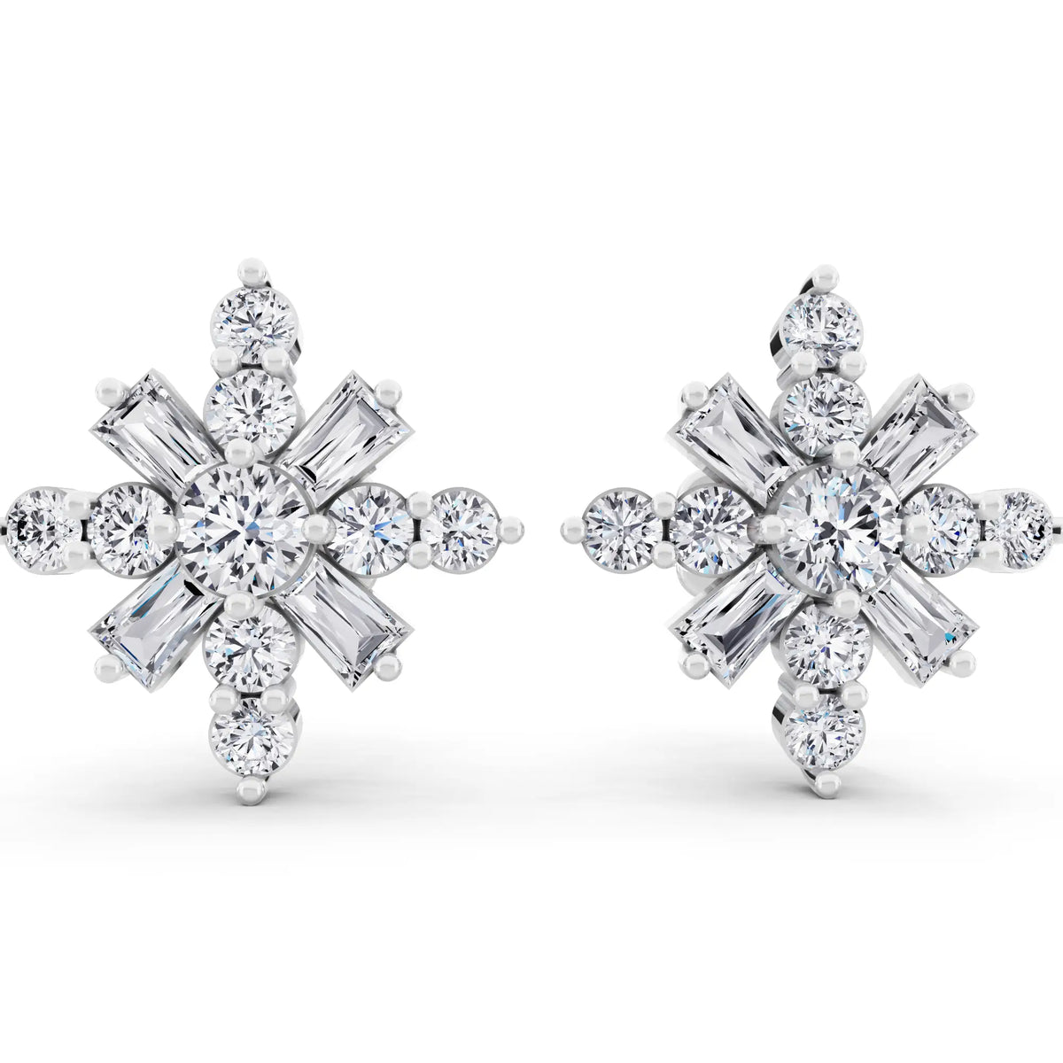 Lab Grown Diamond Cross Cluster Earrings, front view