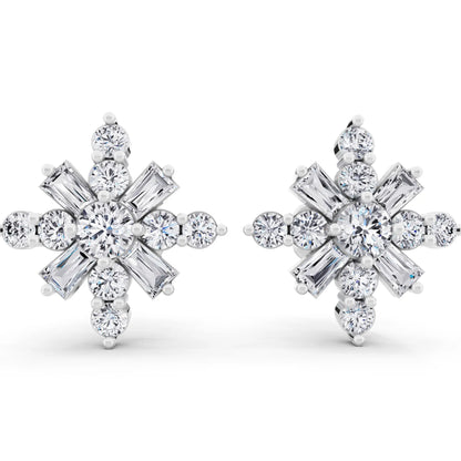 Lab Grown Diamond Cross Cluster Earrings, front view