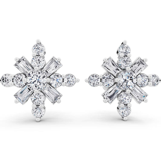 Lab Grown Diamond Cross Cluster Earrings, front view